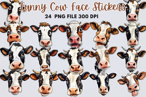 Funny Cow Face Sticker Clipart Sublimation Regulrcrative 