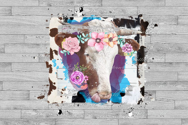 Funny Cow PNG Frame,Cow Png, Highland Cow Clipart,Cow with Flowers,Cow Watercolor, Cow Clipart, Png, Transparent Bakground, Instant Download Digital Pattern ArtStudio 