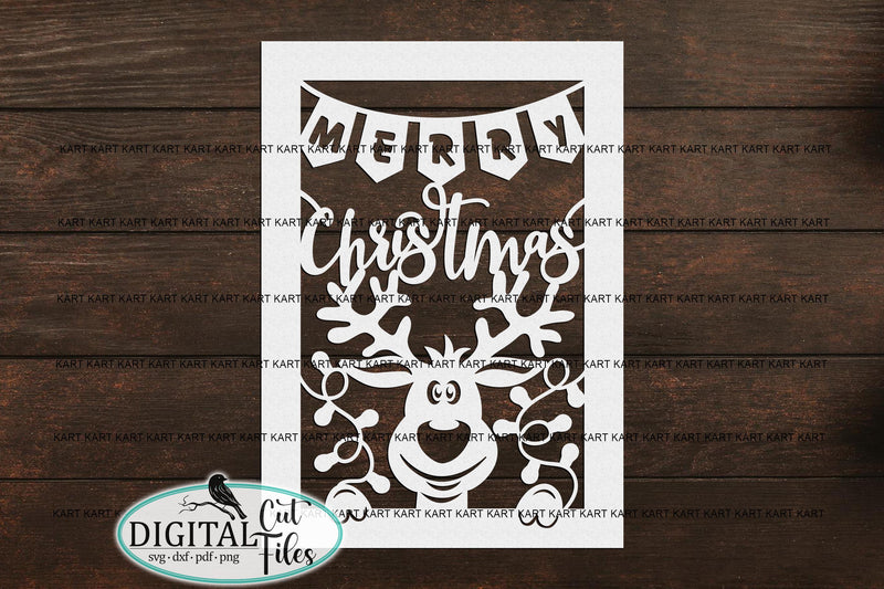 Funny Deer Christmas card svg for Cricut laser cut machines - So Fontsy