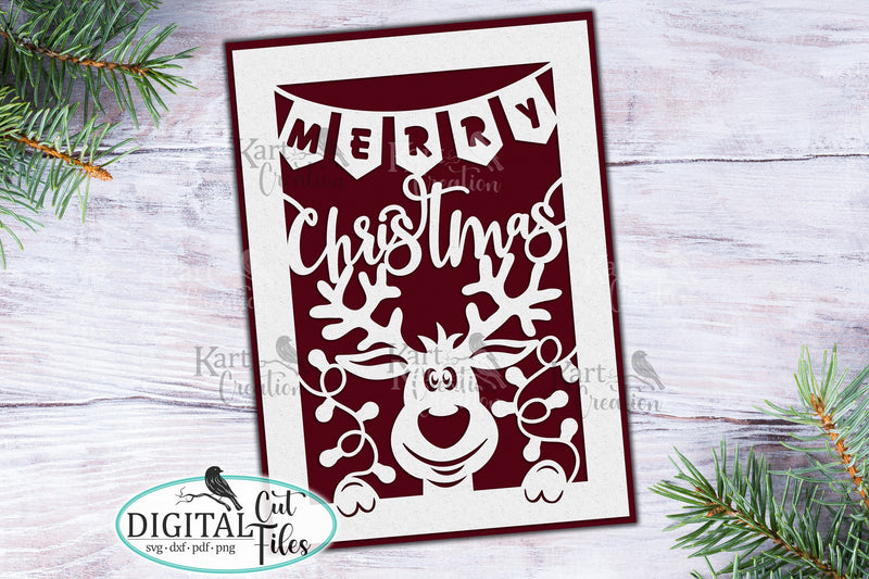 Funny Deer Christmas card svg for Cricut laser cut machines SVG kartcreationii 