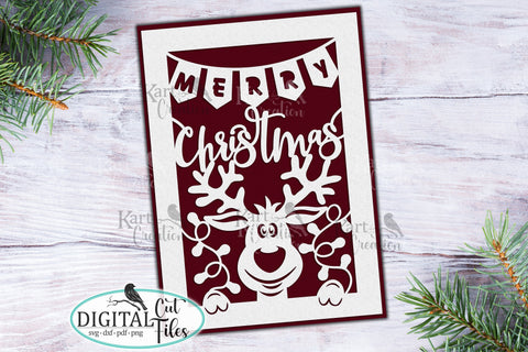 Funny Deer Christmas card svg for Cricut laser cut machines SVG kartcreationii 