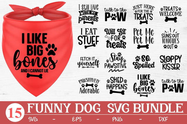 Funny Dog Bandana SVG Bundle, Pet Shirt Svg, Cute Dog Phrases, Will Sit for Treats, Sloppy Kisser, Pet Me Png, Vinyl Decal File for Cricut SVG Svgcraft 