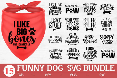 Funny Dog Bandana SVG Bundle, Pet Shirt Svg, Cute Dog Phrases, Will Sit for Treats, Sloppy Kisser, Pet Me Png, Vinyl Decal File for Cricut SVG Svgcraft 