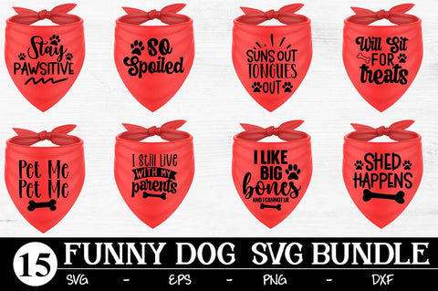 Funny Dog Bandana SVG Bundle, Pet Shirt Svg, Cute Dog Phrases, Will Sit for Treats, Sloppy Kisser, Pet Me Png, Vinyl Decal File for Cricut SVG Svgcraft 