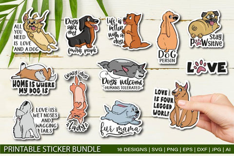 Funny Dog bundle svg / Printable Stickers for Cricut - So Fontsy