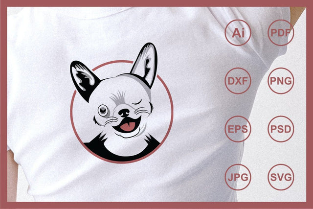 Funny dog head character illustration SVG Leamsign Studio 