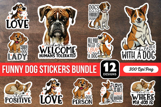 funny dog Printable Stickers Bundle Sublimation Regulrcrative 