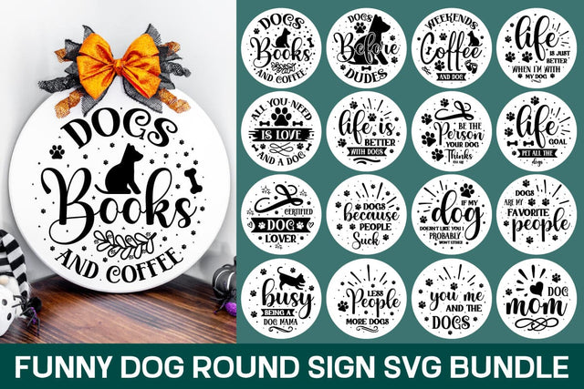 Funny Dog Round Sign Svg Bundle SVG designmaster24 