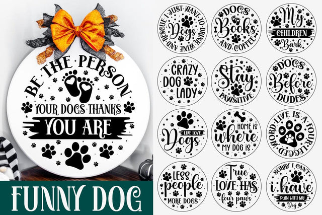 Funny Dog Round Sign Svg Bundle SVG designmaster24 