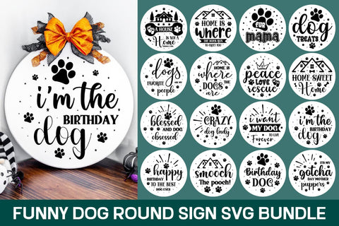 Funny Dog Round Sign Svg Bundle SVG designmaster24 