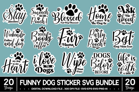 Funny Dog Sticker Svg Bundle SVG designmaster24 