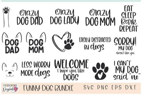 Funny Dog SVG Bundle, Dog Mom svg, Dog Dad svg, SVG Files for dog lovers gift, paw print svg, funny dog tshirt SVG Designing Digitals 