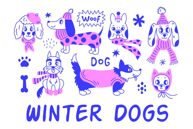 Funny Dogs Winter PNG clipart Sublimation Rin Green 
