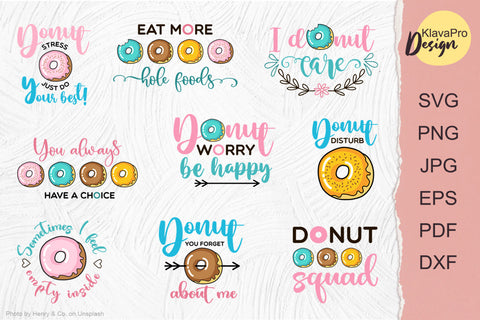 Funny donut quotes bundle - layered SVG design SVG Klava P 