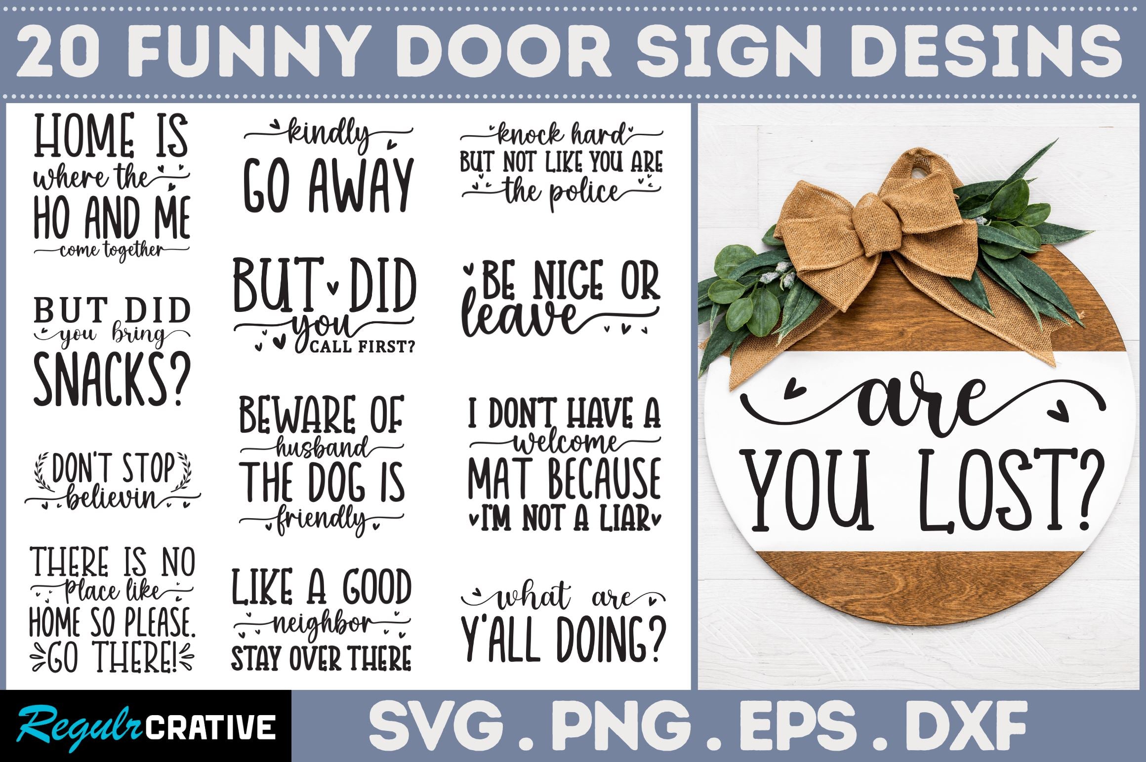Funny Door Sign SVG Bundle - So Fontsy