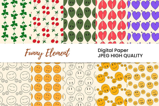 Funny Element Digital Paper Bundle Digital Pattern Masyafi Studio 