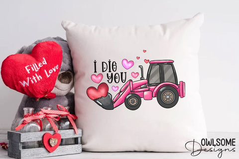 Funny Excavator Valentine PNG Sublimation Sublimation Owlsome.Designs 