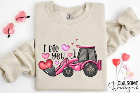 Funny Excavator Valentine PNG Sublimation Sublimation Owlsome.Designs 