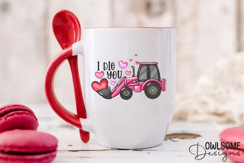 Funny Excavator Valentine PNG Sublimation Sublimation Owlsome.Designs 