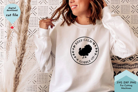 Funny Fall SVG - Keep Calm and Gobble On Hand Lettered Hand Drawn SVG Lettershapes 