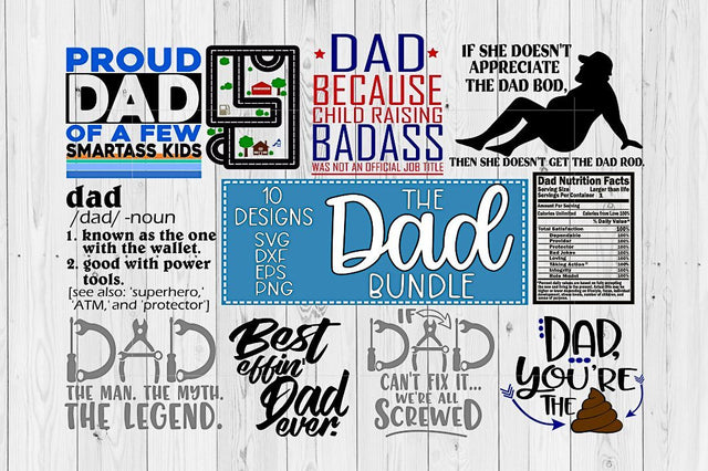 Funny Father's Day Bundle SVG DXF EPS PNG SVG Greedy Stitches 