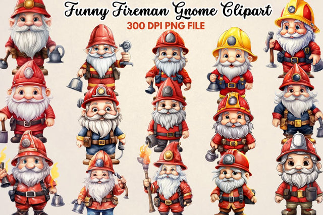 funny fireman gnome Clipart Sublimation Regulrcrative 