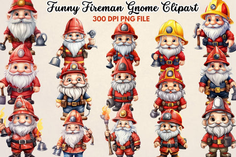 funny fireman gnome Clipart Sublimation Regulrcrative 