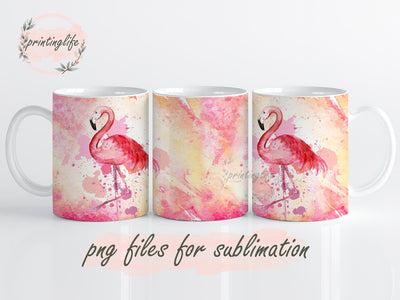Funny Flamingo Dancing Mug Sublimation, Watercolor Flamingo Mug Sublimation PrintingLife 