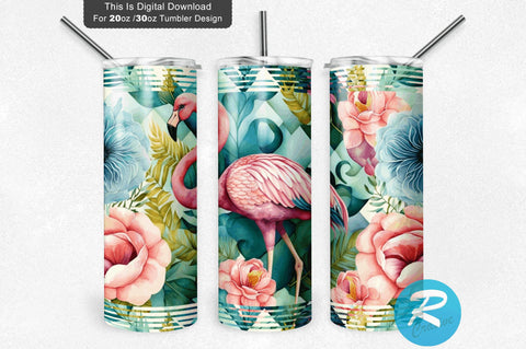Funny Flamingo Floral 20 oz / 30 oz Tumbler PNG Sublimation Regulrcrative 