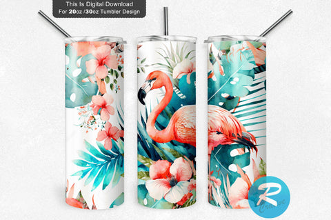 Funny Flamingo Floral 20 oz / 30 oz Tumbler PNG Sublimation Regulrcrative 