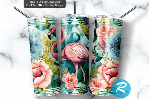 Funny Flamingo Floral 20 oz / 30 oz Tumbler PNG Sublimation Regulrcrative 