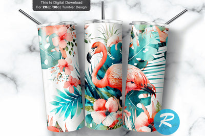 Funny Flamingo Floral 20 oz / 30 oz Tumbler PNG Sublimation Regulrcrative 