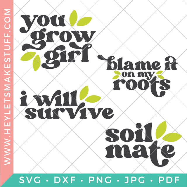 Funny Flower Pot Bundle SVG Hey Let's Make Stuff 
