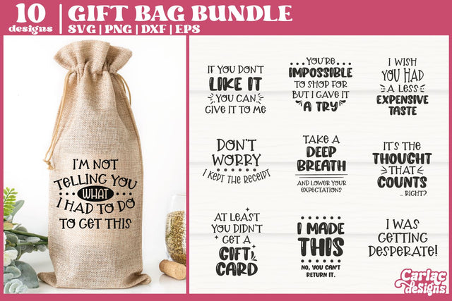 Funny Gift Bag SVG Bundle | Funny Gift Tags SVG Bundle SVG Carla C Designs 