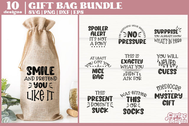 Funny Gift Bag SVG Bundle | Funny Gift Tags SVG Bundle SVG Carla C Designs 
