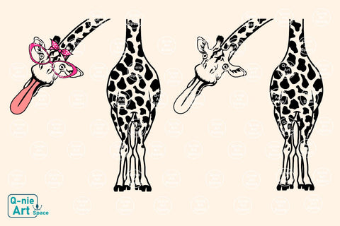 Funny Giraffe with Licking Tongue SVG, Wild Animal Clipart SVG Q-nie Art Space 