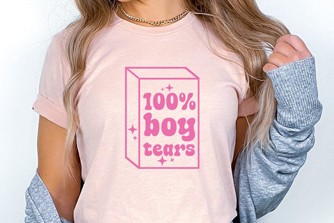Funny Girl Pink Quote SVG Design, 100% boy tears SVG FiveStarCrafting 