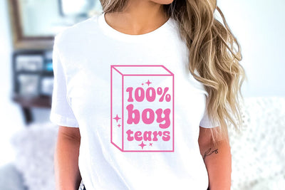 Funny Girl Pink Quote SVG Design, 100% boy tears SVG FiveStarCrafting 