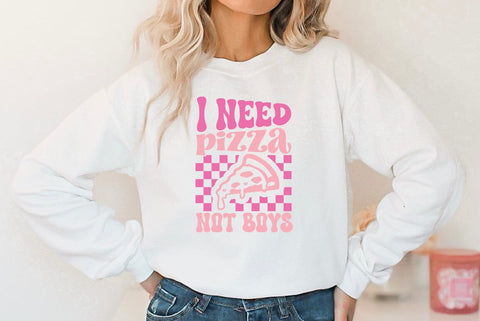 Funny Girl Pink Quote SVG Design, I need Pizza not boys SVG FiveStarCrafting 