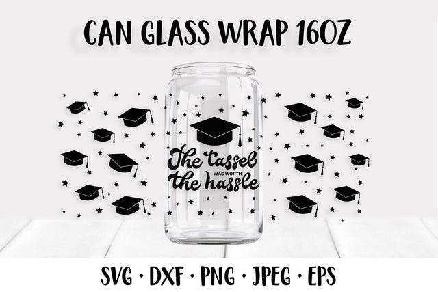 Funny graduation can glass wrap SVG. Graduate glass can SVG LaBelezoka 