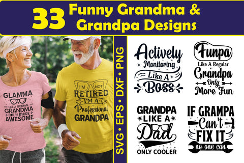 Funny Grandma and Grandpa SVG bundle, Grandparent sayings - So Fontsy
