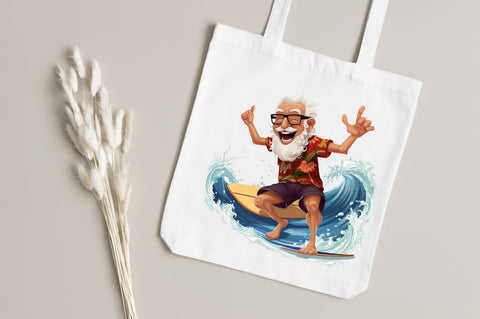 Funny Grandpa Surfing Clipart Bundle Sublimation Regulrcrative 