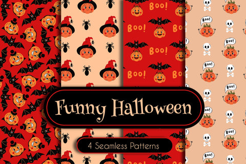 Funny Halloween Seamless Patterns Digital Pattern Rin Green 