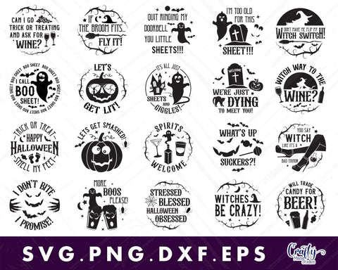 Funny Halloween Svg Bundle | Adult Halloween Round Sign Svg SVG Crafty Mama Studios 