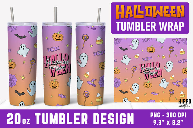 Funny Halloween Tumbler Wrap, Halloween Skinny Tumbler Wrap Sublimation Hippo Creations 