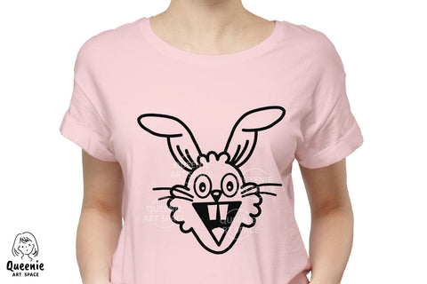 Funny Happy Rabbit for Easter Day, Cute Bunny for Kids, Bunny SVG, Bunny PNG, Rabbit showing Teeth, Rabbit Clipart SVG Q-nie Art Space 