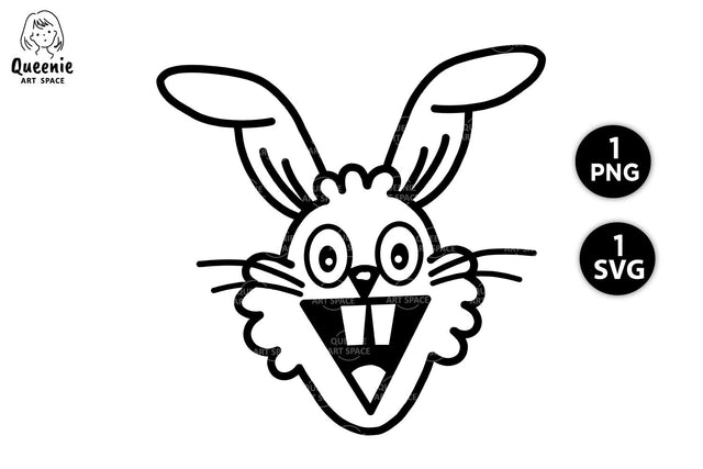 Funny Happy Rabbit for Easter Day, Cute Bunny for Kids, Bunny SVG, Bunny PNG, Rabbit showing Teeth, Rabbit Clipart SVG Q-nie Art Space 