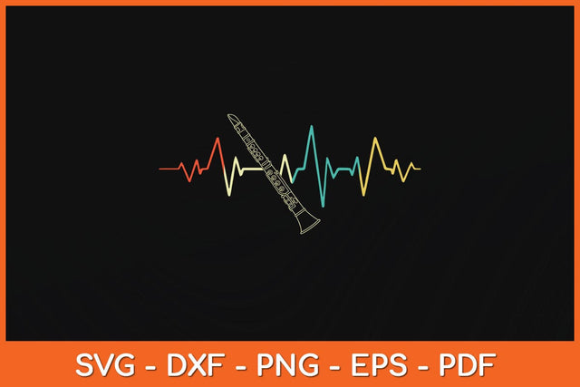 Funny Heartbeat Clarinet Player Retro Vintage Svg Cutting File SVG artprintfile 