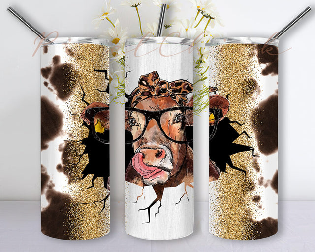 Funny Heifer Tumbler Png, Cow 20oz Skinny Tumbler, Cowhide Glitter Tumbler Wrap, Farm Animal Sublimation Design for Straight, Digital Download Sublimation PixelChick 