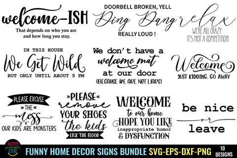Funny Home Decor Sign SVG Bundle I Home Sign SVG Bundle SVG Happy Printables Club 